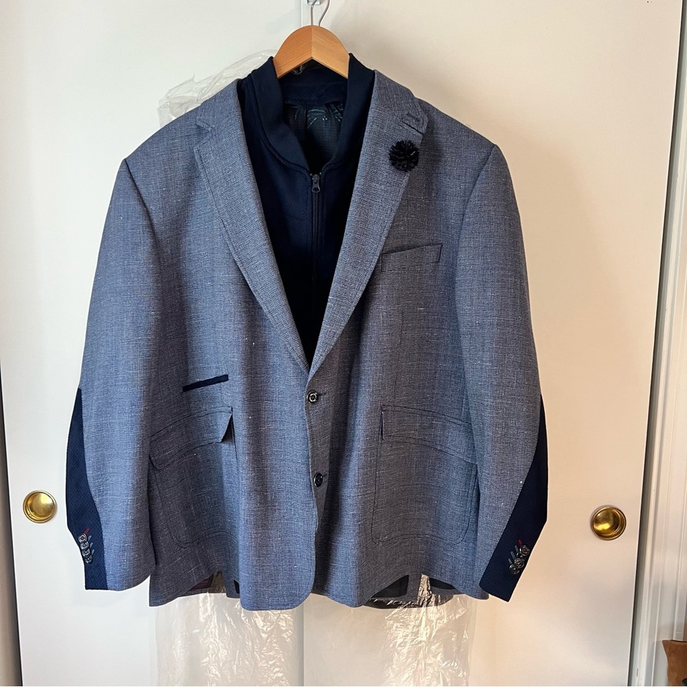 Robert Graham Textured Downhill Blazer Sport coat 56R  removable Dickey vest
